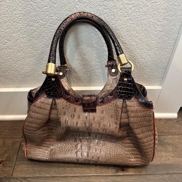 Brahmin Elisa Brown Embossed Croc Leather Purse - Picture 4 of 12